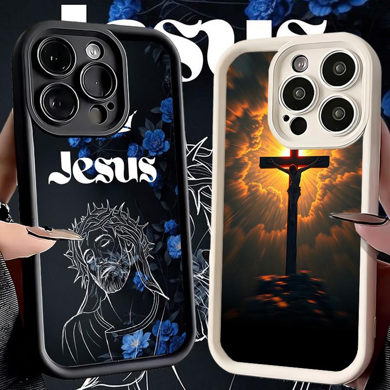 Phone Case for iPhone 17 Air 16E 15 16 Pro Max God Jesus Pray Cross Bible Cover 14 Plus 13 12 Mini Soft Shell Silicone Fundas