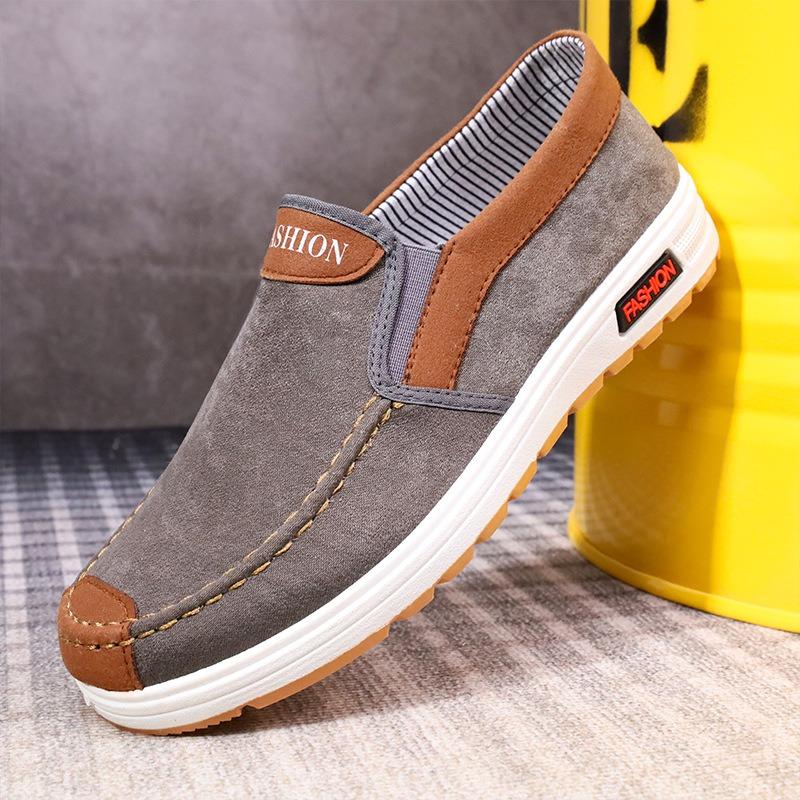 Men's Skate Shoes, Old Beijing Cloth Shoes with Anti-slip Wear-resistant Rubber Sole, Lightweight Breathable Canvas Shoes, Soft Comfort Work Shoes