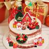 Christmas Cake Topper with Craft Christmas Tree Mini Santa Sleigh Reindeer, Snowman Cake Decoration and Xmas Party Ornaments