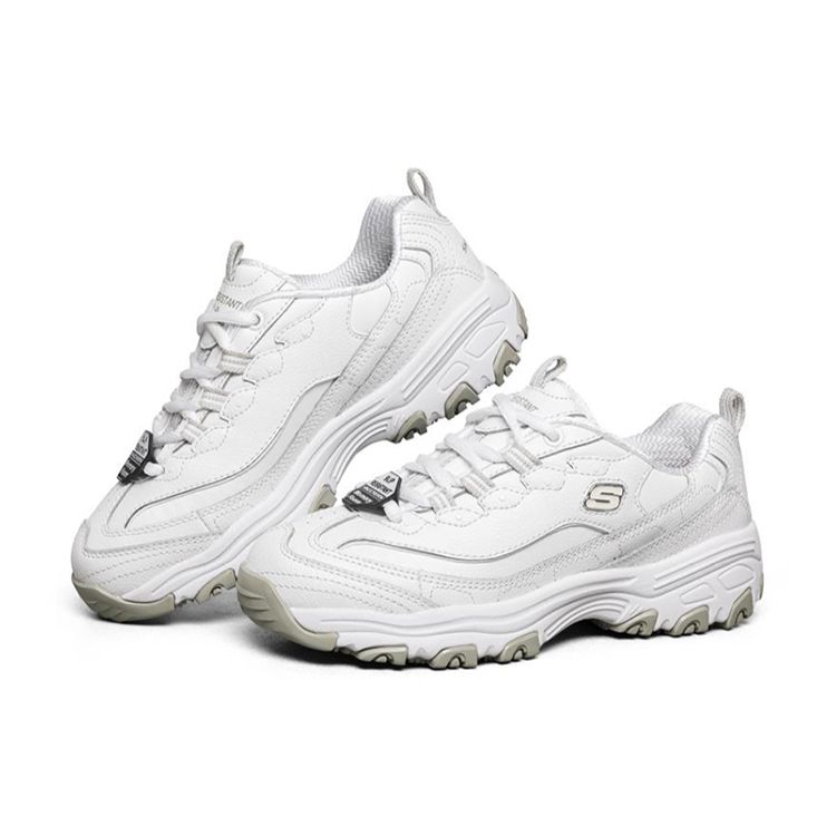 Skechers DLites SR Mesh Synthetic Leather Retro Durable Breathable Low-Top Casual Shoes Women sneakers White 76605-WHT
