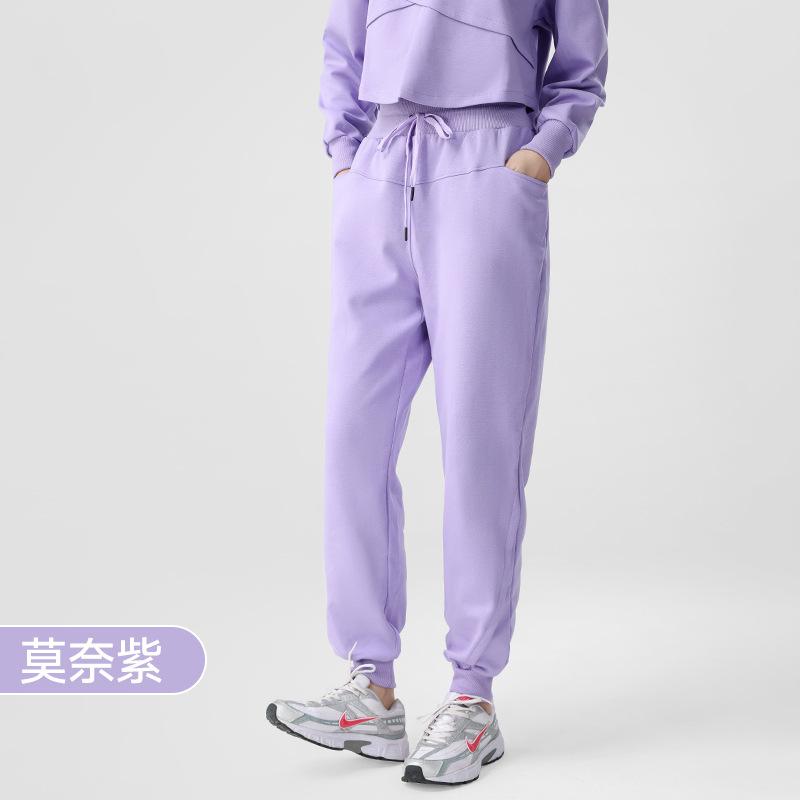 Sweatpants loose and thickened sports trousers women's running training fitness clothes mixed cotton and thin versatile tied feet casual sweatpants