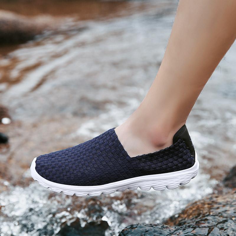Summer Men Sneakers Black Braid Beach Sports Shoes Casual Slip On Flats