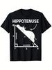 Plus Size, Funny Math Teacher T-Shirt, Hippo Right Triangle Design - Pythagorean Theorem And Opposite Side Joke Casual C