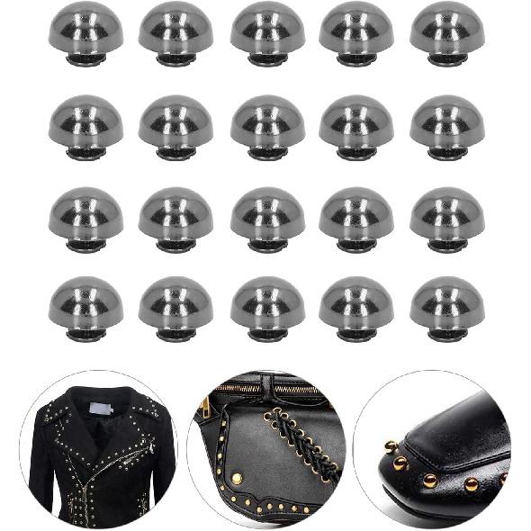 HEEPDD 100 Zestawów Gwoździ z Okrągłą Główką, 15mm Kolce Grzybki i Nity Grzybki Nóżki do Torebek Rękodzieło Skórzane Paski Torby Buty Akcesoria