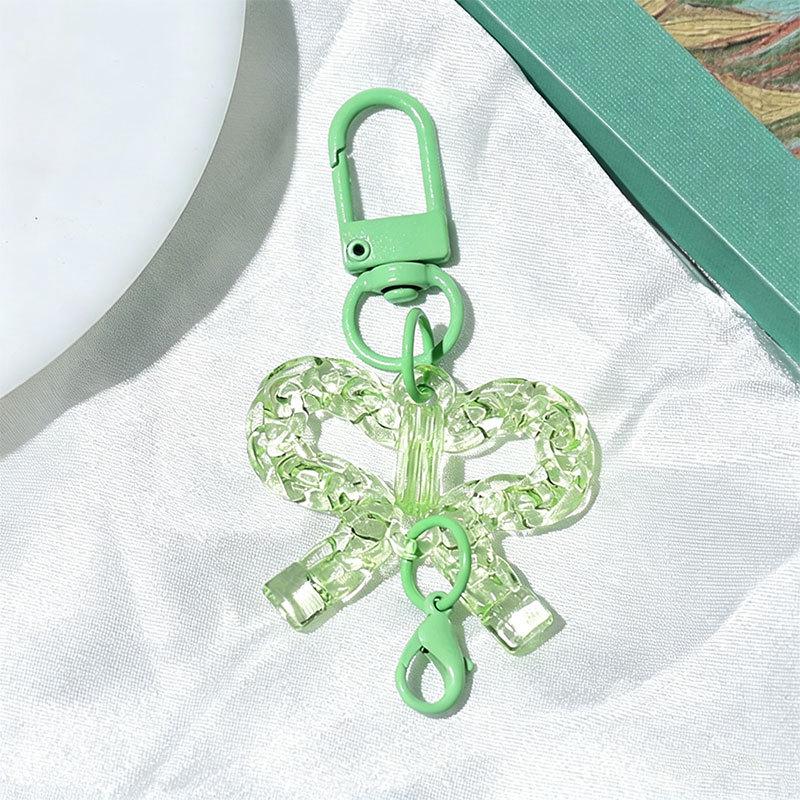 Transparent Acrylic Bow Keyring for Girls' Bags - DIY Pendant Accessory Small Gift