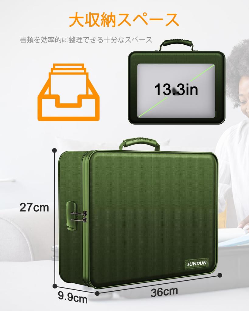 JUNDUN Document Fireproof Document Box with Fireproof Case with File Portable Fireproof Bag Storage Box Holder for Documents and Green Organizer,