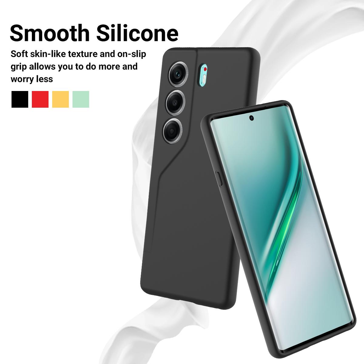 

For TECNO Camon 40 Pro 5G/TECNO Camon 40 Pro 4G Liquid Silicone Case Phone Back Cover with Hand Strap Green