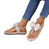 Women's Wide Width Bow Thong Sandals - Jute Rope Sole Flip Flops for Summer, Fashion Bohemian Slides