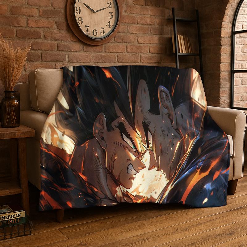 Cartoon D-Dragon Ball Anime Game Flannel Blanket Soft Warm Throw Blanket for Bedroom Living Room Bed Travel Camping Picnic Kid