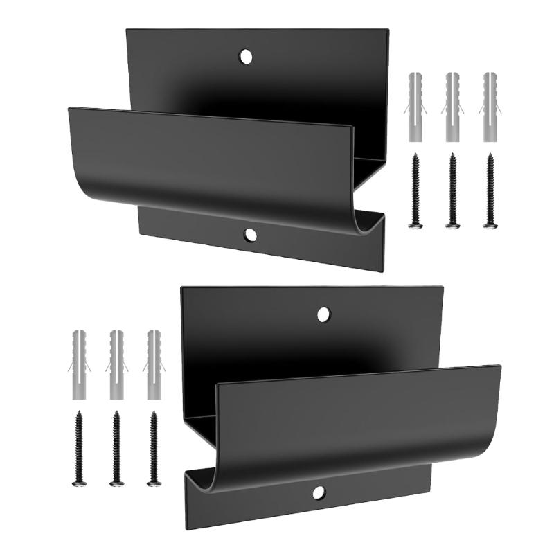 Black Ladder Wall Hangers, 2Pack with Powder-Coated Finish and Raised-Lip J-Style Arms for Garage Organization and Lawn Equipment Storage