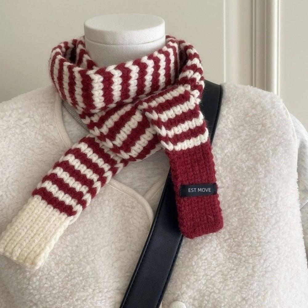 Harajuku Long Narrow Scarves Korean Style Knitted Neck Guard Cute Striped Scarf Streetwear