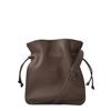 Gratante Genuine Cowhide Leather Drawstring Shoulder Bag, Women's, Abb-g0035 (Charcoal Brown)