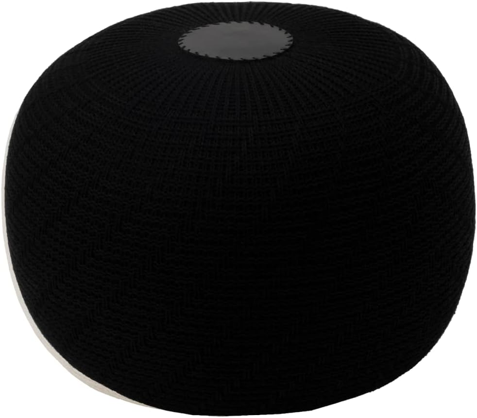 English Home Knitted Pouf Ottoman Foot Rest, Foot Stool for Living Room, Outdoor Ottoman Pouf, Outdoor Foot Rest, Boho Home Decor, Knitted Bean Bag