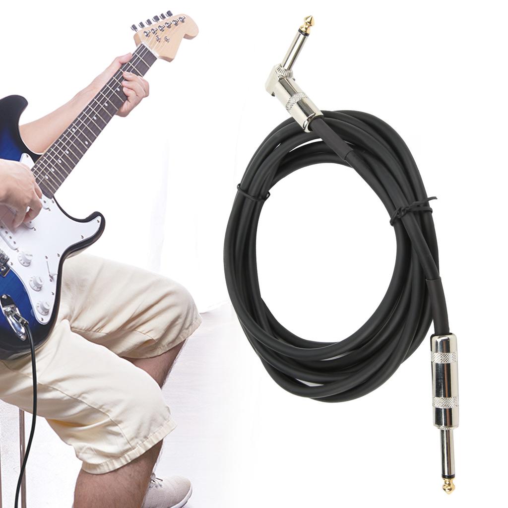 Guitar Cable Right Angle to Straight 6.35mm Audio AMP Cord for Professional Stage Playing 10 pi
