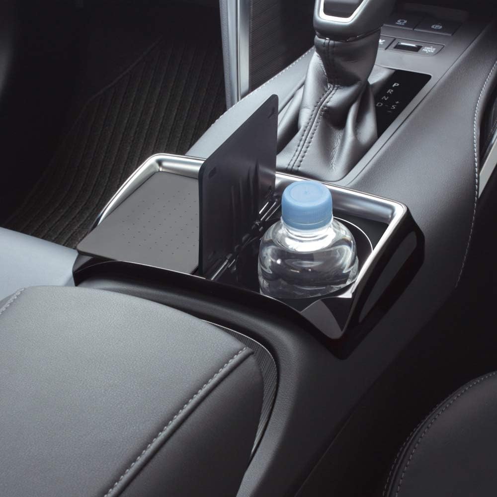 Tsuchiya YAC Vehicle-Specific Console Tray for Toyota 80 Series Harrier, Black/Silver, SY-HR15