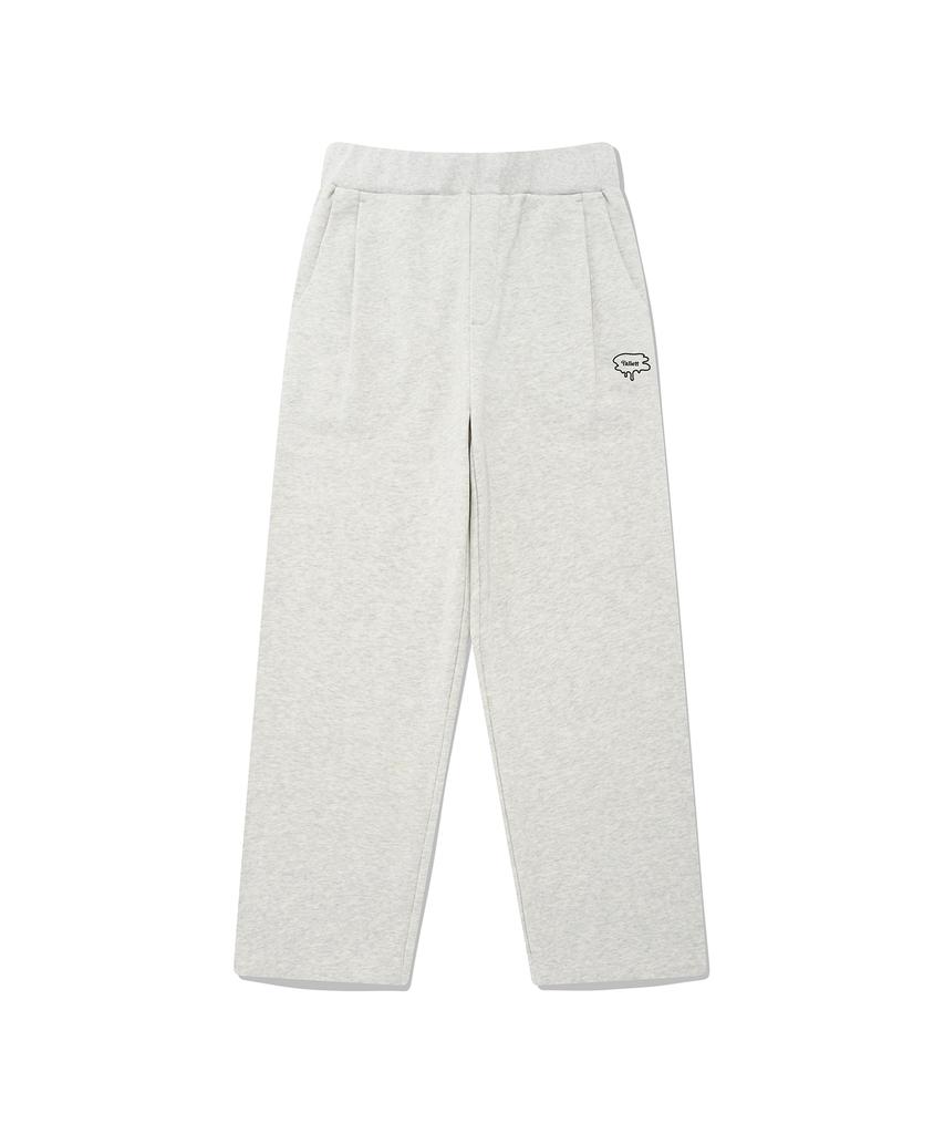 FALLETT Brush Logo One-Pleat Wide Sweatpants Oatmeal