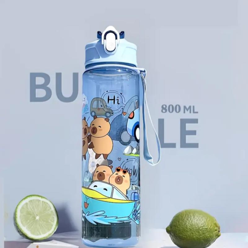 780ml Capybara Water Bottle For Kids Water Sippy Cup With Silicone Straw Leakproof Plastic Water Bottles Summer Kids Water Cup