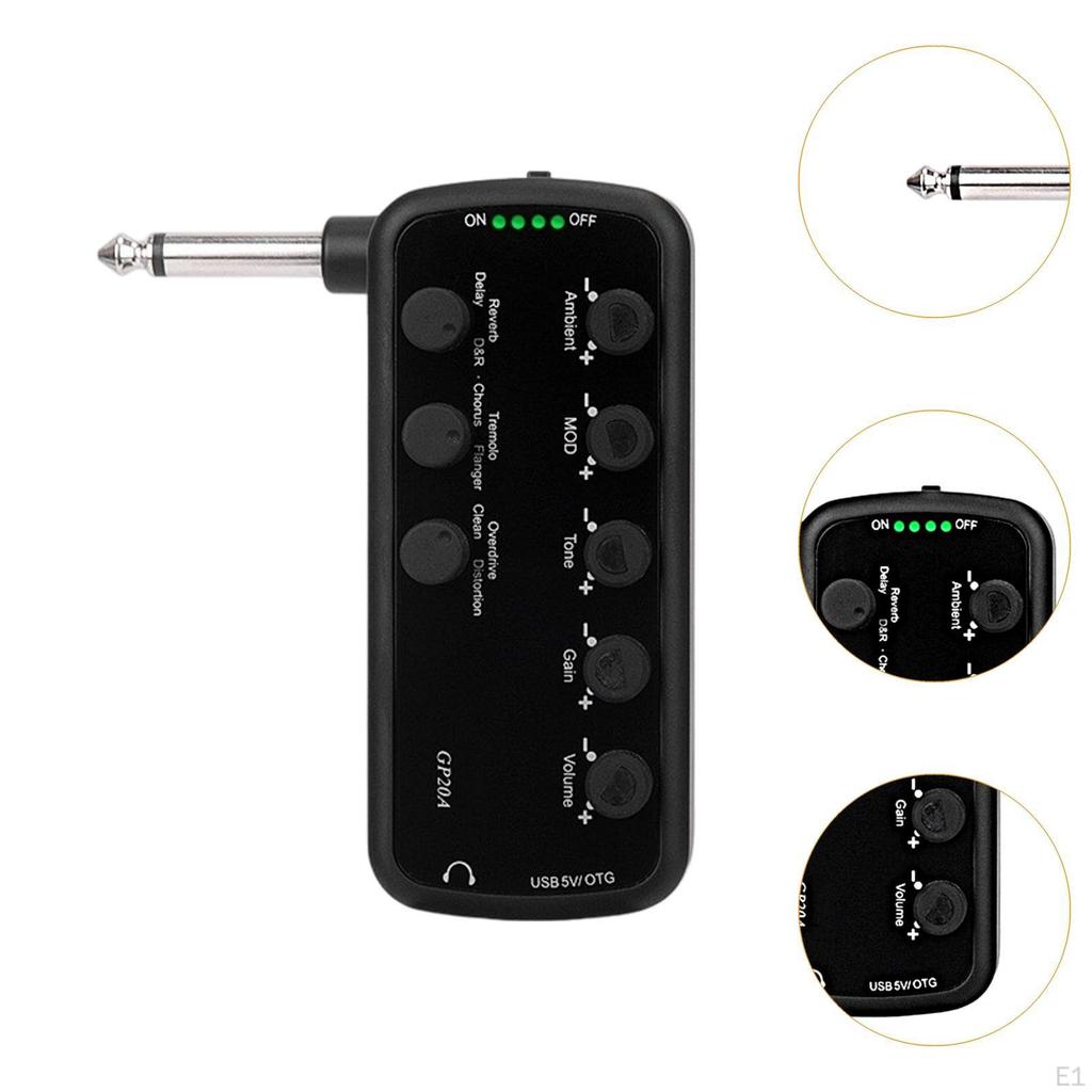 Electric Guitar Headphone Amplifier USB Rechargeable Instrument Accessories Small Plug and Play for