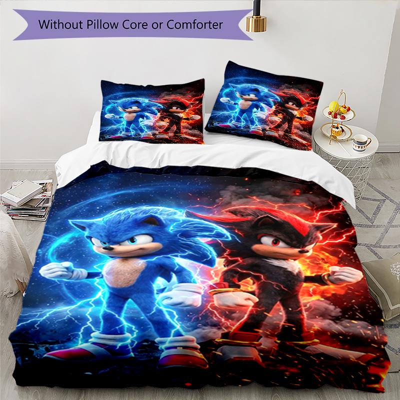 3pcs Sonic Bedding Set Duvet Cover Closure Includes 1 Duvet Cover & 2 Pillowcases, Soft and Comfortable for All Seasons.