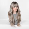 European And American Wind Gradual Change Gray Gold Long Curly Hair Wig Air Bangs Big Waves Natural Realistic Chemical Fiber Full Head Cover