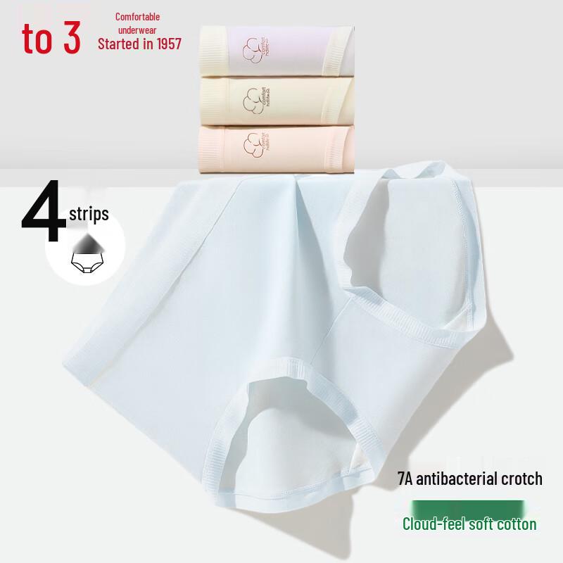 Hongdou Women's 7A Antibacterial Cotton-Spandex Briefs with Silk Gusset (4-Pack)