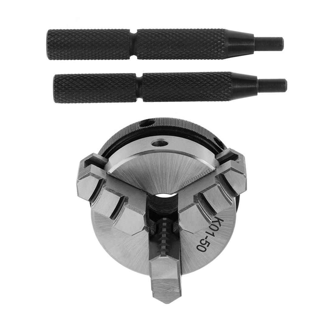 K01 50 50mm Scroll Manual Chuck Mini Woodworking Hand Chuck with 3 Jaws & Mounting Thread