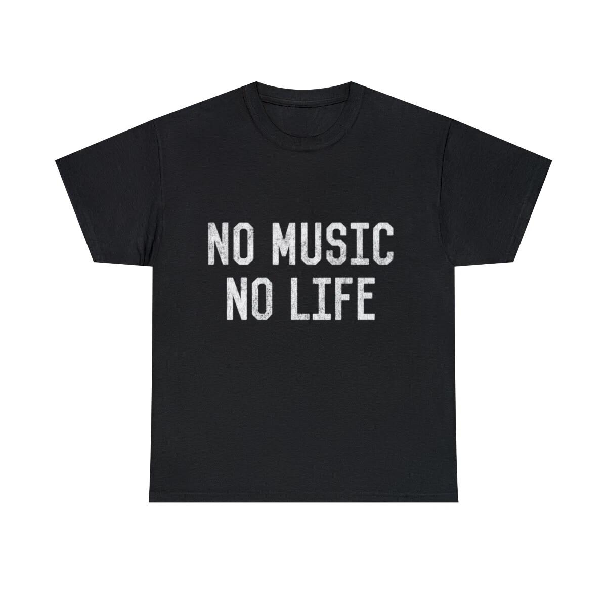 Retro No Music No Life Graphic Tee Shirt, S-5XL M