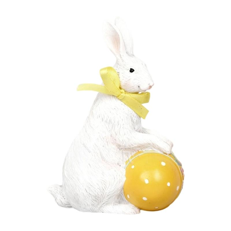 Resin Bunnies Figurine Easter Rabbit Statue Indoor Easter Decoration Modern Art Spring Home Decors,Bunnies Sculpture