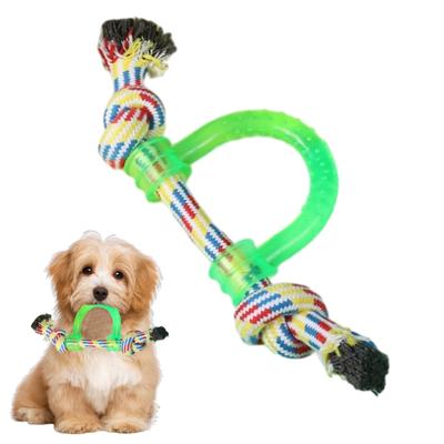 Dog Chew Toy Textured Ring Rope Knot Dog Toy Puppy Teething Toy Chew Rope for Teeth Cleaning Interactive Tug Fetch Game Small Medium Dogs