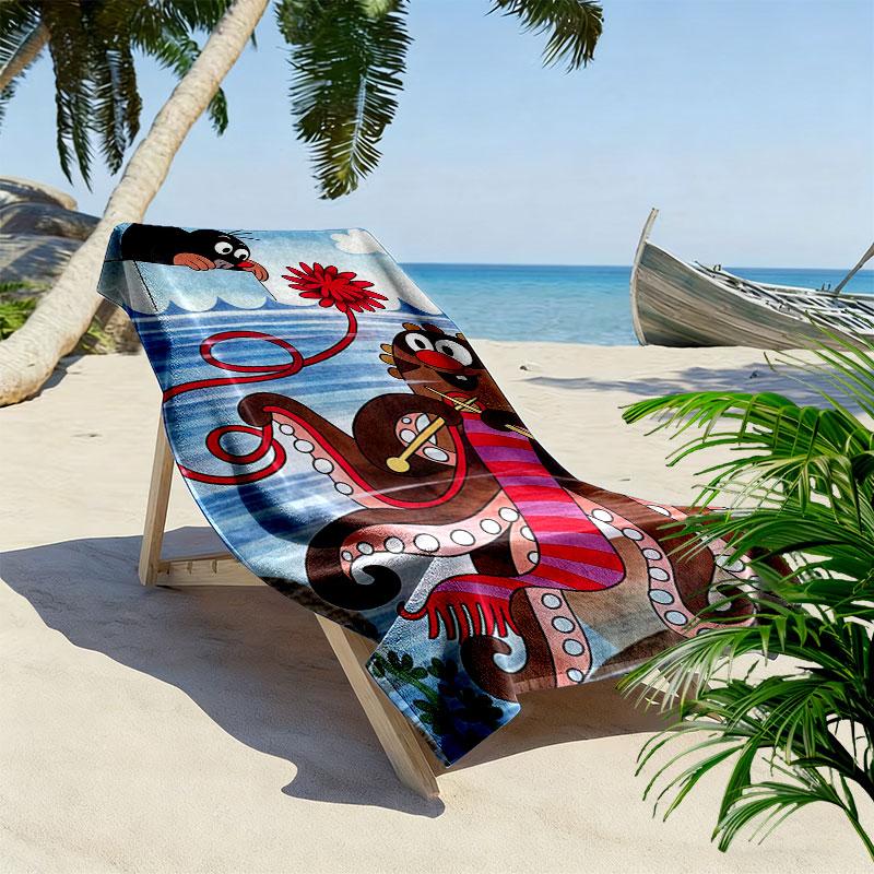 Krtek poster Beach Towel, Large Soft Quick Dry Towel for Beach Camping Swimming