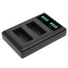 Micro TypeC Dual Port Camera Double Display Dual Dock Charger for BLN1 Battery Black