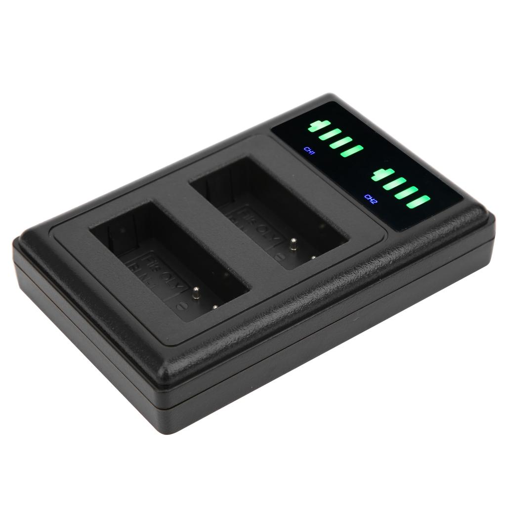 Micro TypeC Dual Port Camera Double Display Dual Dock Charger for BLN1 Battery Black