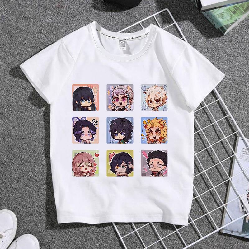 

Casual Anime Ghost Slayer Children s T-Shirt Summer White Short Sleeves Loose Women s Y2K Tops Harajuku Kids Tees Girl Clothing XXXL білий
