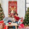 Christmas Door Cover, Red Pattern, Christmas-themed Background Decoration, Suitable For Winter Party Supplies.