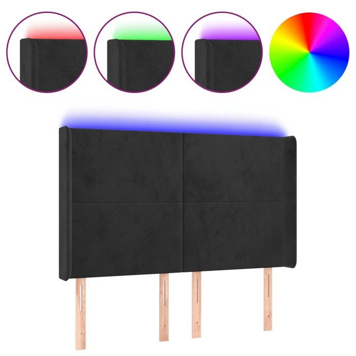 VidaXL LED Headboard Bedroom Furniture Double Bed Accessory Head of Bed Frame Interior Black 3123818