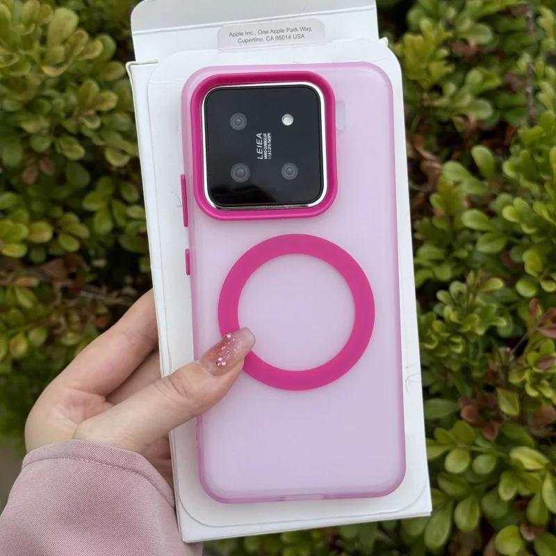 Armour Magnetic Translucent Phone Case for Xiaomi 15 Pro 14 Ultra 14T 14 Civi 4 Pro for Magsafe Colorful Camera Bumper Cover