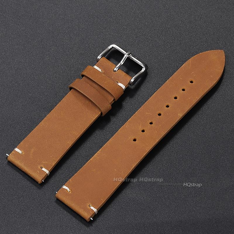 Cinturino Orologio in Pelle Fatto a Mano 18mm 20mm 21mm 22mm 24mm Braccialetto Morbido Vintage Cinturino Orologio in Pelle di Vacchetta per Smartwatch Seiko