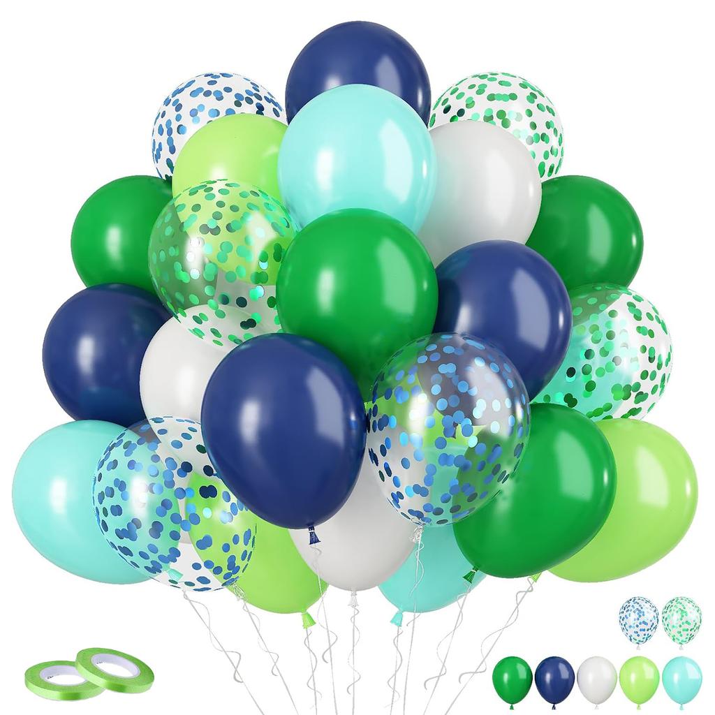 Set di 60 palloncini in lattice da 12 pollici rosa blu viola oro con coriandoli, adatto per matrimoni, compleanni, feste popolari
