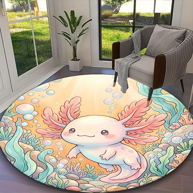 

1pc Charming Axolotl Adorable Bloom Carpet for Room Floor Mat, Comfortable Office Chair Printed Round Rug, Beautiful Hotel Rug Diameter 60cm