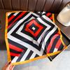 Striped Printed Silk Like Square Scarf For Women Fashion