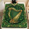 1Pc St.Patrick's Day Print Flannel Blanket, High Quality Comfortable for All Seasons, Home Decor, Warmth and Comfort, Perfect for Christmas Gifts W73