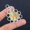925 Sterling Silver Pear Picture Jasper Stone Bezel Trendy Boho Pendant Jewelry