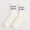Women's Mid-Calf Coral Fleece Socks: Half-Sided Fleece, Cat Paw Design, Cute & Cozy for Autumn/Winter