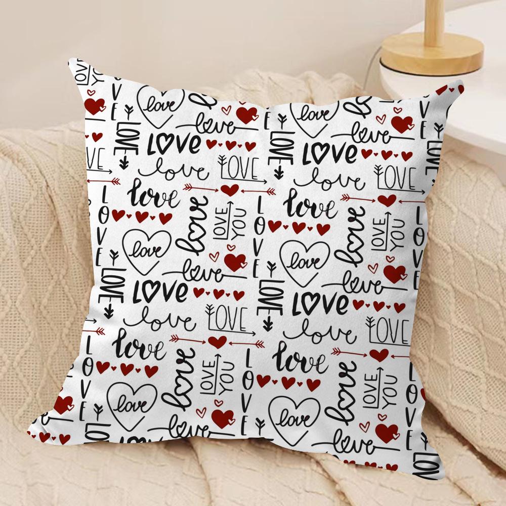 Valentines Day Heart Graffiti Cushion Cover Pillowcase Ultra Soft Skin Friendly Fabric Cloud Like Comfort Concealed Zipper