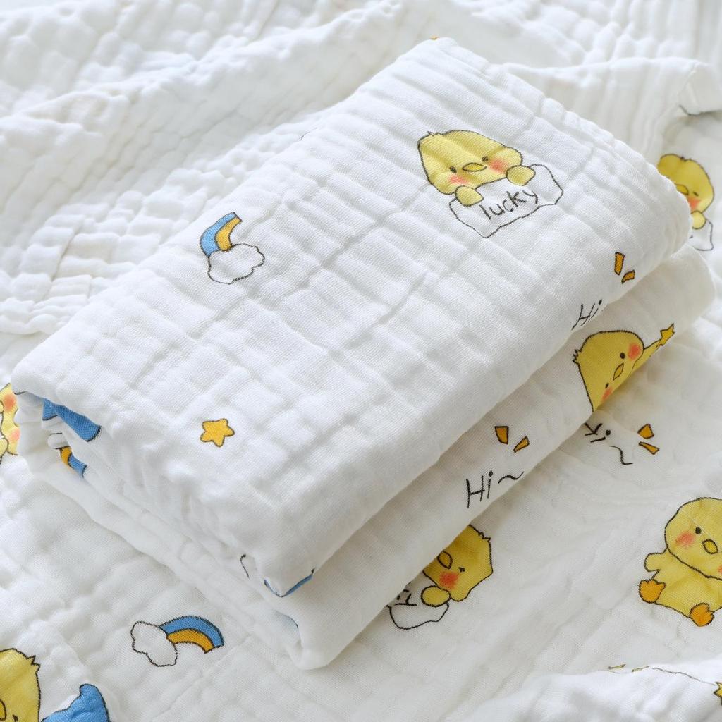 High-Density Six-Layer Pure Cotton Baby Bath Towel and Swaddling Blanket for Newborns and Children