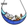 Decorative Hanging Ornament Acrylic Cat Pendant with Chain, Animal for Window Crescent Wall Decor, Cute Lover Gift Home Room Decoration Light