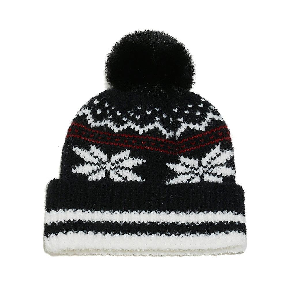 Temu autumn and winter new wool hat Christmas snowflake jacquard ear protector pullover hat knitted hat wholesale