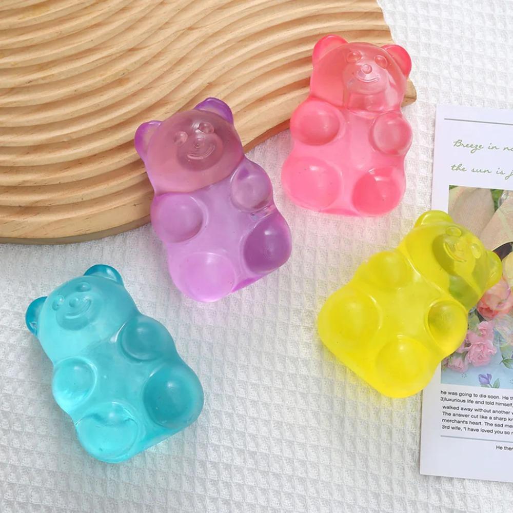 Tjelly Bear Squeeze Toy Slow Rebound Stress Relief Ball Cute Gummy Bear Shaped Decompression Fidget Toy
