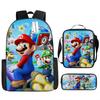 New Super Mario Trend Backpack Retro Mario Schoolbag 3-Piece Set with Pencil Case
