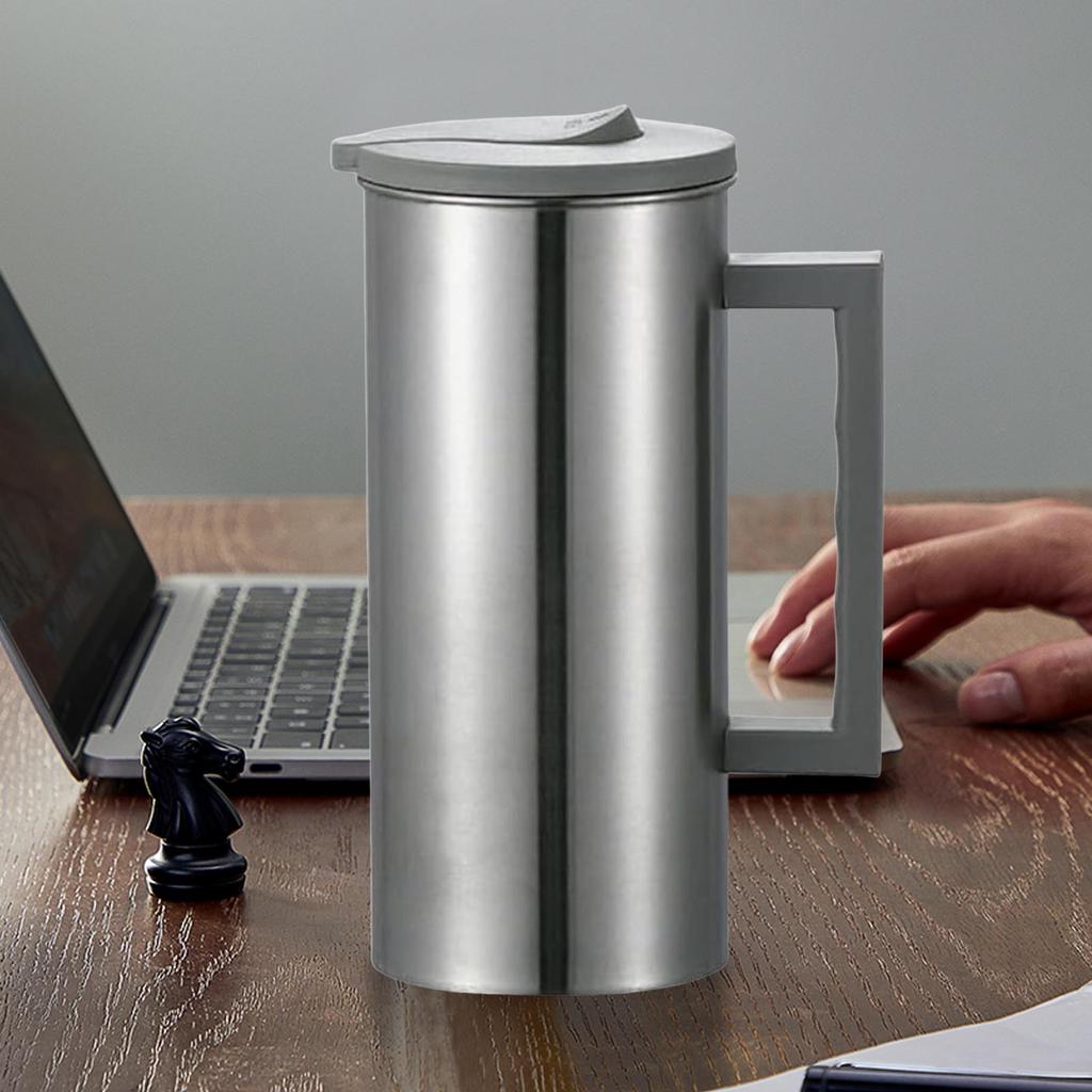 Coffee Pitcher Leak-Proof Stainless Steel Water Dispenser Container With Lid Non-Slip Handle Drinking Storage Container for Hot